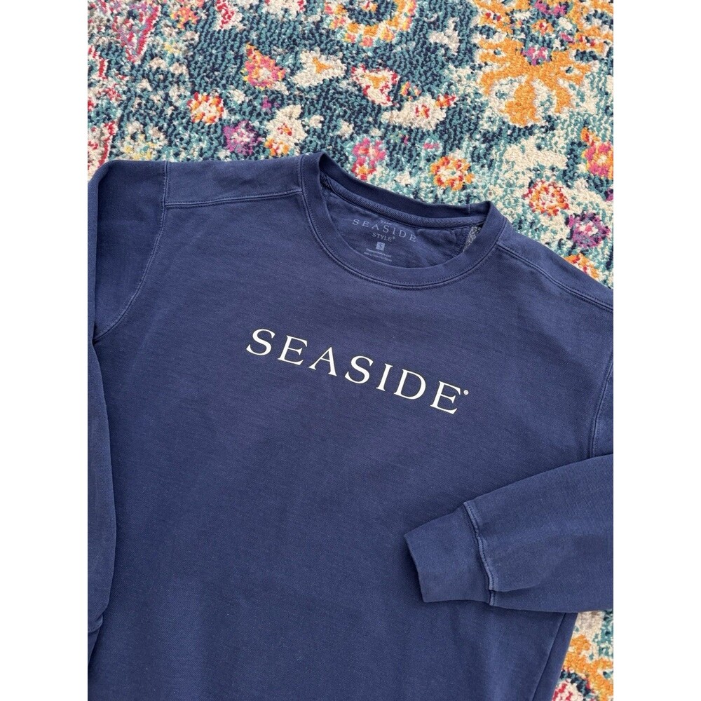 Seaside Style 30A Crewneck Sweatshirt Mens Small Blue New Town Old Ways USA Made